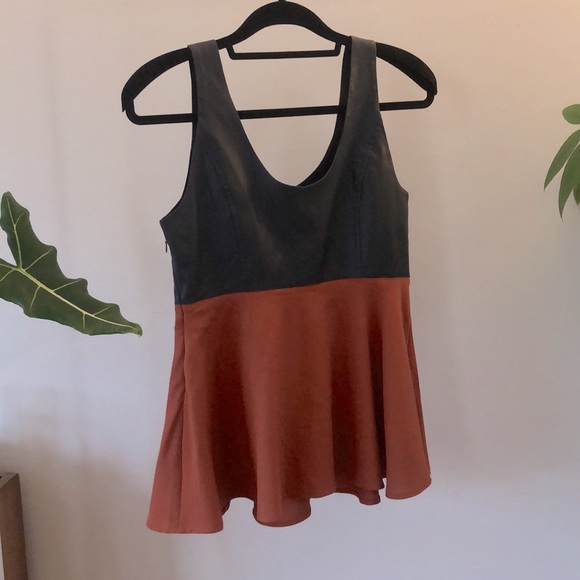 3/$25 Leather look colorblock tank in peplum style - Picture 2 of 4